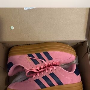 Adidas Pink and Blue Sneakers with Gum Sole